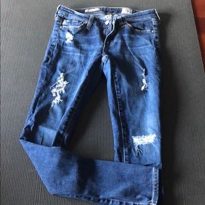 AG jeans super skinny ankle distressed jeans